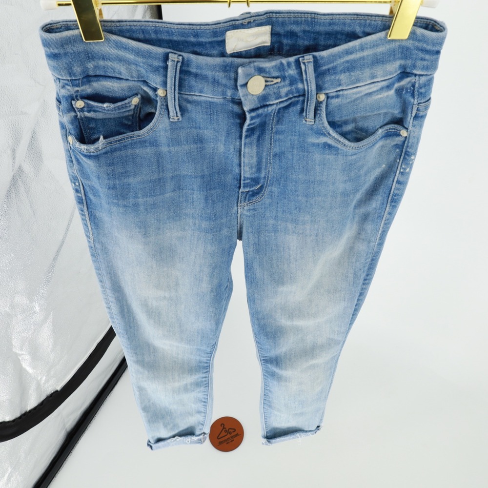 Mother Looker Ankle Fray Jeans Size 25 Twenty-Eight and a Half Wishes Light Blue - Picture 6 of 14